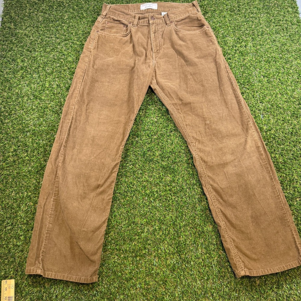 Levi Strauss Signature Mens Brown Corduroy Pants Loose Straight 30x30 Cotton